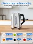 Kismile Electric Kettle, Capacity Indicator, 7 Adjustable Temp Settings & 2h Keep Warm, Auto Shut-Off, 1.7L 1500W Water Boiler for Coffee & Tea, Stainless Steel