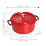 STAUB Cast Iron Dutch Oven 4-qt Round Cocotte, Made in France, Serves 3-4, Cherry