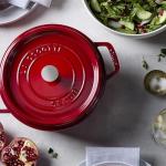 STAUB Cast Iron Dutch Oven 4-qt Round Cocotte, Made in France, Serves 3-4, Cherry