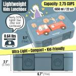 Kids Lunch Box with Compartments – Compact & Lightweight | Leak-Proof, BPA-Free, Dishwasher & Microwave Safe | Hand-Drawn Design for Preschool, School, Travel (Firetruck Bunnies Blue, 2.75 Cups)