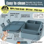 Kids Lunch Box with Compartments – Compact & Lightweight | Leak-Proof, BPA-Free, Dishwasher & Microwave Safe | Hand-Drawn Design for Preschool, School, Travel (Firetruck Bunnies Blue, 2.75 Cups)