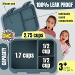 Kids Lunch Box with Compartments – Compact & Lightweight | Leak-Proof, BPA-Free, Dishwasher & Microwave Safe | Hand-Drawn Design for Preschool, School, Travel (Firetruck Bunnies Blue, 2.75 Cups)