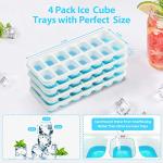 DOQAUS Ice Cube Trays 4 Pack, 56 pcs Silicone Ice Cubes Tray Maker with Spill-Resistant Removable Lid, Easy Release & Pop out, LFGB and BPA Free, Stackable Flexible, for Soup, Food, Cocktail, Coffee