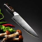 Damascus Chef Knife 3pcs, Professional Japanese Kitchen Knife with High Carbon Steel Core, Ergonomic Resin Handle, Leather Sheath & Luxury Gift Box - Ideal Gift for Men Women