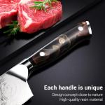 Damascus Chef Knife 3pcs, Professional Japanese Kitchen Knife with High Carbon Steel Core, Ergonomic Resin Handle, Leather Sheath & Luxury Gift Box - Ideal Gift for Men Women