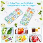 DOQAUS Ice Cube Trays 4 Pack, 56 pcs Silicone Ice Cubes Tray Maker with Spill-Resistant Removable Lid, Easy Release & Pop out, LFGB and BPA Free, Stackable Flexible, for Soup, Food, Cocktail, Coffee