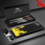 Damascus Chef Knife 3pcs, Professional Japanese Kitchen Knife with High Carbon Steel Core, Ergonomic Resin Handle, Leather Sheath & Luxury Gift Box - Ideal Gift for Men Women