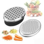 Stainless Steel Cheese Grater with Airtight Storage Container - Box Grater for Kitchen, Shredder for Parmesan, Cheddar, Vegetables, Chocolate, Nutmeg - Includes Lemon for Citrus, Ginger, Butter