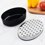 Stainless Steel Cheese Grater with Airtight Storage Container - Box Grater for Kitchen, Shredder for Parmesan, Cheddar, Vegetables, Chocolate, Nutmeg - Includes Lemon for Citrus, Ginger, Butter