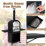 HAPPYGRILL Outdoor Wood Fired Pizza Oven w/Firewood Storage, Side Shelves, Patio Pizza Maker wi/Pizza Stone & Peel, 2 Cooking Grills & Thermometer, Portable Pizza Stove for Backyard Party Camping