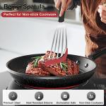 Beijiyi Fish Spatula Turner Set of 2, Heat Resistant Silicone Edge Slotted Fish Spatulas for Nonstick Cookware, Flexible and Thin Stainless Steel Kitchen Cooking Spatula Flipper for Fish, Egg, Pancake