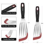 Beijiyi Fish Spatula Turner Set of 2, Heat Resistant Silicone Edge Slotted Fish Spatulas for Nonstick Cookware, Flexible and Thin Stainless Steel Kitchen Cooking Spatula Flipper for Fish, Egg, Pancake