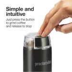 Proctor Silex Electric Coffee Grinder for Beans, Spices and More, Stainless Steel Blades, Makes upto 12 Cups, Black