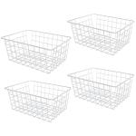 LISHINE 4 Pack Deep Freezer Organizer Bins Stackable Wire Basket for Organizing Metal Wire Storage Baskets for Pantry, Freezer Baskets for Chest Freezer, Upright Freezer