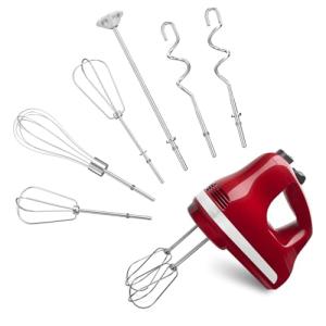 Hand Mixer Attachments Beater 6Pcs, Whisk, Blending Rod and Dough Hooks, Stainless Steel Hand Mixer Accessories for Kitchenaid Hand Mixers KHM3 KHM5 KHM7 KHM9, Dishwasher Safe