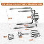 Onlyfire 6006 Grill Replacement Rotisserie Meat Forks(1-Pair) Kit with Spit Counter Balance and Bushing - Fits 1/2" Hexagon & 3/8" and 5/16" Square Spit Rods