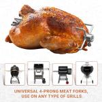 Onlyfire 6006 Grill Replacement Rotisserie Meat Forks(1-Pair) Kit with Spit Counter Balance and Bushing - Fits 1/2" Hexagon & 3/8" and 5/16" Square Spit Rods