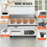 VEVOR Commercial Electric Griddle, 1700W Countertop Flat Top Grill, 18in Stainless Steel Griddle Grill with 2 Shovels and 2 Brushes for Home or Restaurant, 122℉-572 ℉ Adjustable Temp