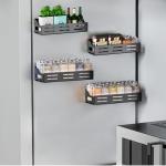 Carwiner 4 Pack Magnetic Spice Rack for Refrigerator, Magnetic Refrigerator Organizer, Strong Magnetic Fridge Shelf, Rustproof Side Fridge Storage Rack for Kitchen,Black (CW-CTTLJ-4P)