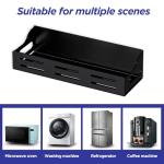 Carwiner 4 Pack Magnetic Spice Rack for Refrigerator, Magnetic Refrigerator Organizer, Strong Magnetic Fridge Shelf, Rustproof Side Fridge Storage Rack for Kitchen,Black (CW-CTTLJ-4P)