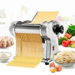 Dyna-Living Electric Pasta Maker Noodle Maker Machine Dough Spaghetti Roller Pressing Machine Thickness Adjustable Stainless Steel 135W for for Home Family Use (1.5mm round noodle+4mm flat noodle)