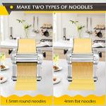 Dyna-Living Electric Pasta Maker Noodle Maker Machine Dough Spaghetti Roller Pressing Machine Thickness Adjustable Stainless Steel 135W for for Home Family Use (1.5mm round noodle+4mm flat noodle)