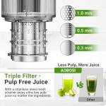 Slow Cold Press Juicer Machine: Electric Masticating Juicer Extractor Easy Clean - Whole Fruit Vegetable Juice Maker - Cold Pressed Slow Blender Juicer with Wide Large Chute Mouth