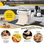 Dyna-Living Electric Pasta Maker Noodle Maker Machine Dough Spaghetti Roller Pressing Machine Thickness Adjustable Stainless Steel 135W for for Home Family Use (1.5mm round noodle+4mm flat noodle)