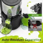 Slow Cold Press Juicer Machine: Electric Masticating Juicer Extractor Easy Clean - Whole Fruit Vegetable Juice Maker - Cold Pressed Slow Blender Juicer with Wide Large Chute Mouth