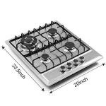 24″x20″ Built in Gas Cooktop 4 Burners Stainless Steel Stove with NG/LPG Conversion Kit Thermocouple Protection and Easy to Clean (20Wx24L)