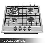 24″x20″ Built in Gas Cooktop 4 Burners Stainless Steel Stove with NG/LPG Conversion Kit Thermocouple Protection and Easy to Clean (20Wx24L)