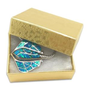 TheDisplayGuys - 100-Pack #11 Cotton Filled Cardboard Paper Jewelry Boxes Gift Case - Gold Foil (2.1" x 1.8" x 0.8") - for Shipping or Storage