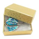 TheDisplayGuys - 100-Pack #11 Cotton Filled Cardboard Paper Jewelry Boxes Gift Case - Gold Foil (2.1" x 1.8" x 0.8") - for Shipping or Storage