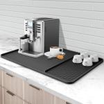 Silicone Coffee Mat, 24''x16'' Bar Mat with Detachable Dish Drying Mat - Fits Under Coffee Maker & Dish Rack