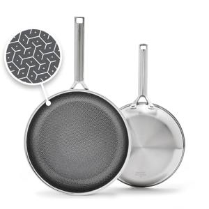 GreenPan Hybrid 9.5” & 11” Nonstick Stainless Steel Frying Pan Set, APEX Tri-Ply Thermobond PFAS-Free Ceramic Skillets, Induction & All Cooktop Compatible, Oven Temp to 850°F, Dishwasher Safe, Silver