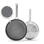 GreenPan Hybrid 9.5” & 11” Nonstick Stainless Steel Frying Pan Set, APEX Tri-Ply Thermobond PFAS-Free Ceramic Skillets, Induction & All Cooktop Compatible, Oven Temp to 850°F, Dishwasher Safe, Silver