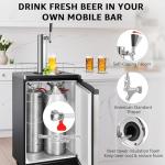 Single Beer tap Tower with 1/4 Barb, 3'' Draft Kegerator Tap Tower Stainless Steel Keg Tower Parts Stainless Core Self-Closing Beer Faucet Brewing Tower Dispenser with Pre-assembled Beer Lines Kit