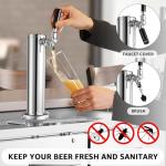 Single Beer tap Tower with 1/4 Barb, 3'' Draft Kegerator Tap Tower Stainless Steel Keg Tower Parts Stainless Core Self-Closing Beer Faucet Brewing Tower Dispenser with Pre-assembled Beer Lines Kit