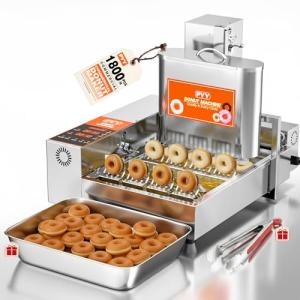 PYY Commercial Mini Donut Machine - 4 Row Fully Automatic Commercial Donut Maker Machine, 1800 Pcs/Hr, Upgraded Anti-Stick Donut Fryer Machine, Makes Mini DIA 1.18"-1.97" Donut, 5.5L Hopper, 1800W
