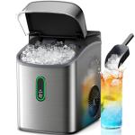 Silonn Nugget Ice Maker Countertop, Pebble Ice Maker with Soft Chewable Ice, One-Click Operation Ice Machine with Self-Cleaning, 33lbs/24H, Stainless Steel