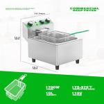 NUPANT Electric Deep Fryer with Timer 10L/10.6QT Commercial Deep Fryer with Basket and Lid, Temp Control, 1700W/110V Stainless Steel Single Oil Fryer Countertop Fryer for Home and Restaurant Use