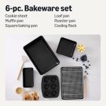 Amazon Basics Nonstick Bakeware 6-Piece Set, Stackable, Dishwasher and Oven-Safe
