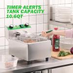 NUPANT Electric Deep Fryer with Timer 10L/10.6QT Commercial Deep Fryer with Basket and Lid, Temp Control, 1700W/110V Stainless Steel Single Oil Fryer Countertop Fryer for Home and Restaurant Use