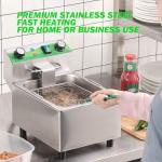 NUPANT Electric Deep Fryer with Timer 10L/10.6QT Commercial Deep Fryer with Basket and Lid, Temp Control, 1700W/110V Stainless Steel Single Oil Fryer Countertop Fryer for Home and Restaurant Use