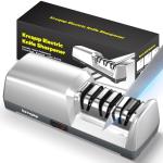 Knife Sharpener Electric for Kitchen - Kitchen Knife Sharpener 3-Stage - 15-Degree EdgeSelect Angle - Knife Sharpeners 100% Diamond Abrasive - Fast Sharpening, Repair, Restore, Polish