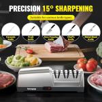 Knife Sharpener Electric for Kitchen - Kitchen Knife Sharpener 3-Stage - 15-Degree EdgeSelect Angle - Knife Sharpeners 100% Diamond Abrasive - Fast Sharpening, Repair, Restore, Polish