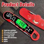 Meat Thermometer Digital, Instant Read Meat Thermometer with Backlight & Magnet for Kitchen, Beef, Grill, Turkey,IP67 Waterproof Cooking Thermometer，Suitable as Stocking Stuffers for Men