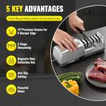 Knife Sharpener Electric for Kitchen - Kitchen Knife Sharpener 3-Stage - 15-Degree EdgeSelect Angle - Knife Sharpeners 100% Diamond Abrasive - Fast Sharpening, Repair, Restore, Polish