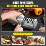 Knife Sharpener Electric for Kitchen - Kitchen Knife Sharpener 3-Stage - 15-Degree EdgeSelect Angle - Knife Sharpeners 100% Diamond Abrasive - Fast Sharpening, Repair, Restore, Polish