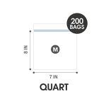 24/7 Bags- Quart Zip Storage Bags, 200 Count, Double Zipper Seal, Easy Grip Open Tabs, Write-On Space, BPA-Free & Heavy Duty, Microwave Safe, Non-StandUp